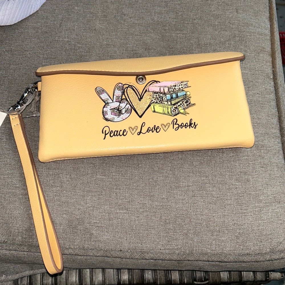 Peace love books wallet